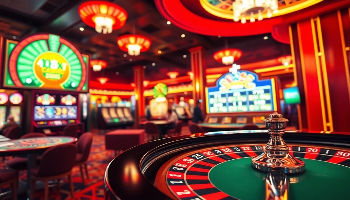 arushoki menghibur di meja roulette dengan lampu cerah dan suasana kasino yang menarik.