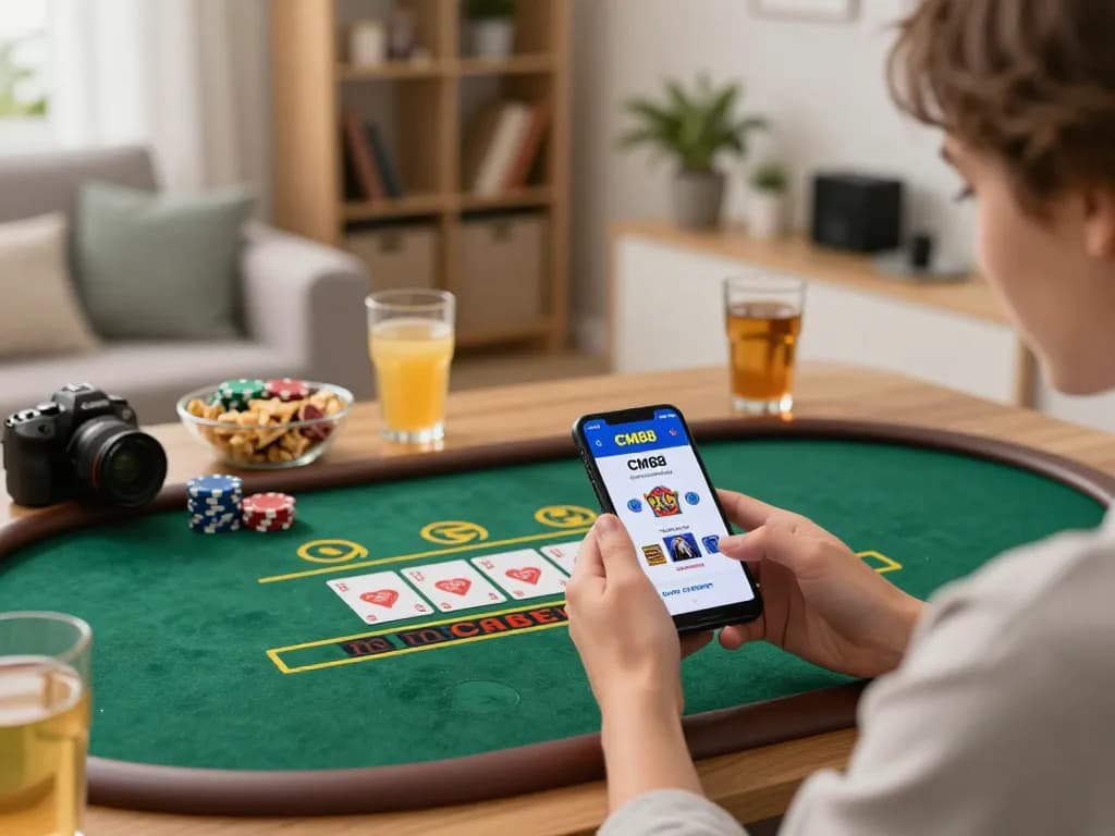 Engaging in exciting gameplay on CM88 com casino app while seated comfortably at home