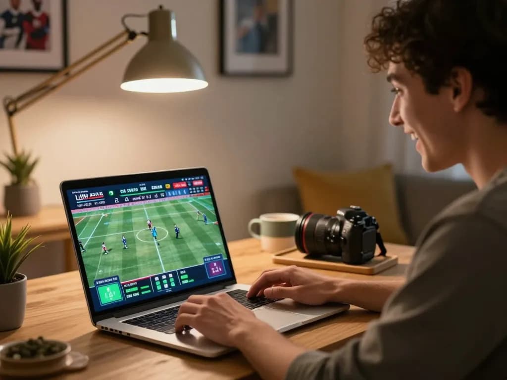 Engaged sports betting enthusiast at home using online platform to place bets at a trusted nhà cái uy tín.