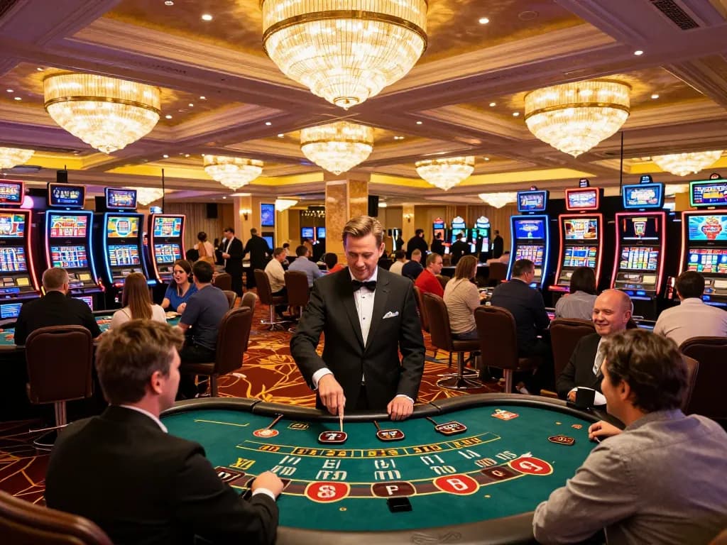 Experience the excitement of secret giris casino with players at blackjack and roulette tables in a luxurious setting