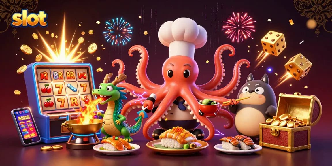 Engage with exciting slot adventures in this colorful casino scene featuring vibrant characters.