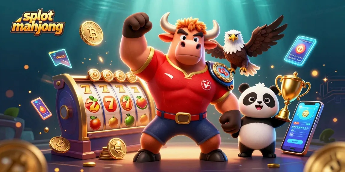 Engage with slot mahjong excitement as characters celebrate a jackpot in a vibrant casino scene.