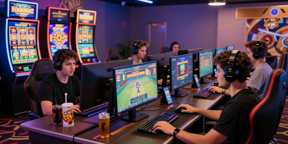 Engaged players in a dynamic gaming environment at credit card casinos at https://dea.org.uk, showcasing vibrant graphics and interactive gaming.