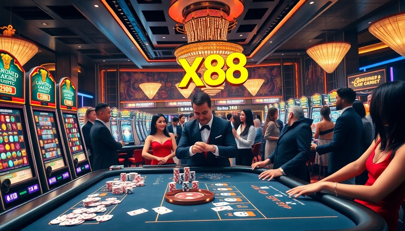 Experience the thrill of the xx88 game with vibrant casino scenes showcasing professional gameplay.