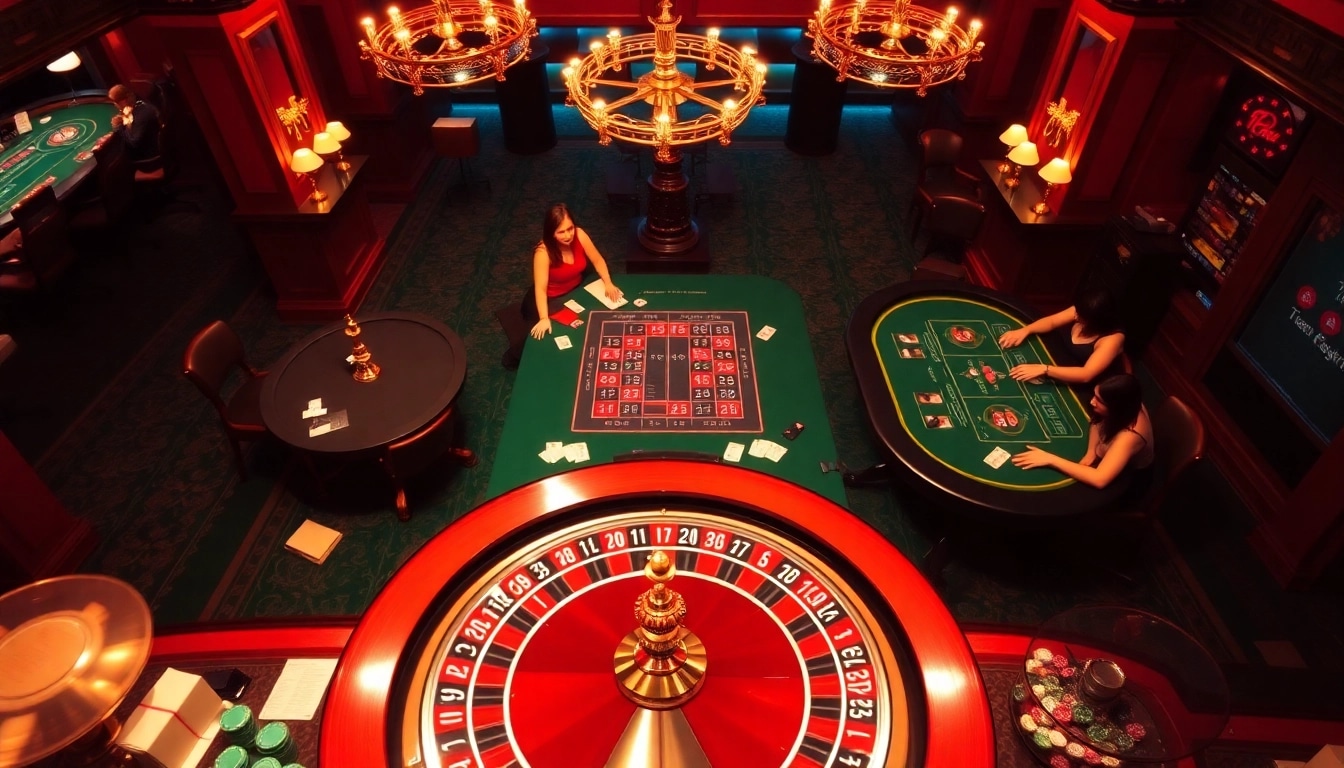 Excited players enjoying game go8 at a vibrant casino table surrounded by luxurious decor.