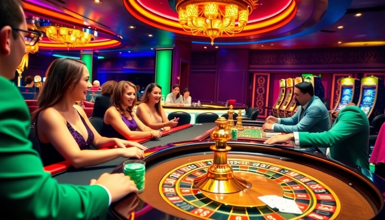 Experience the excitement of gambling with 32WIN Vip at a luxurious casino setting featuring roulette and VIP players.