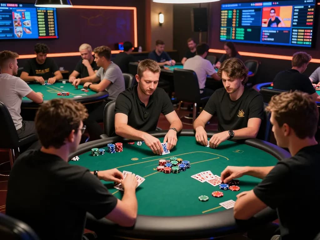 Engaged players in online poker session at Rik vip, showcasing strategy and excitement.