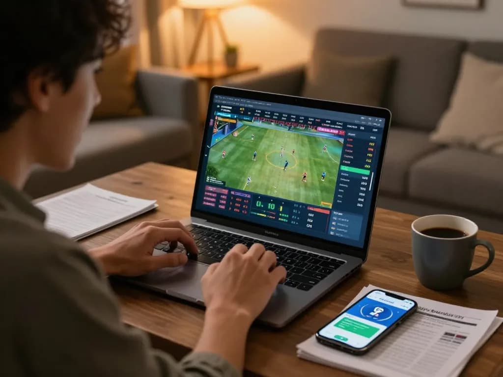 Active sports betting moment on open88.com with a person tracking live odds and scores.
