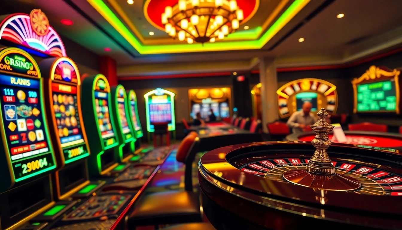 Experience exhilarating online gaming at https://68vip.red/ with vibrant slot machines and a roulette wheel.