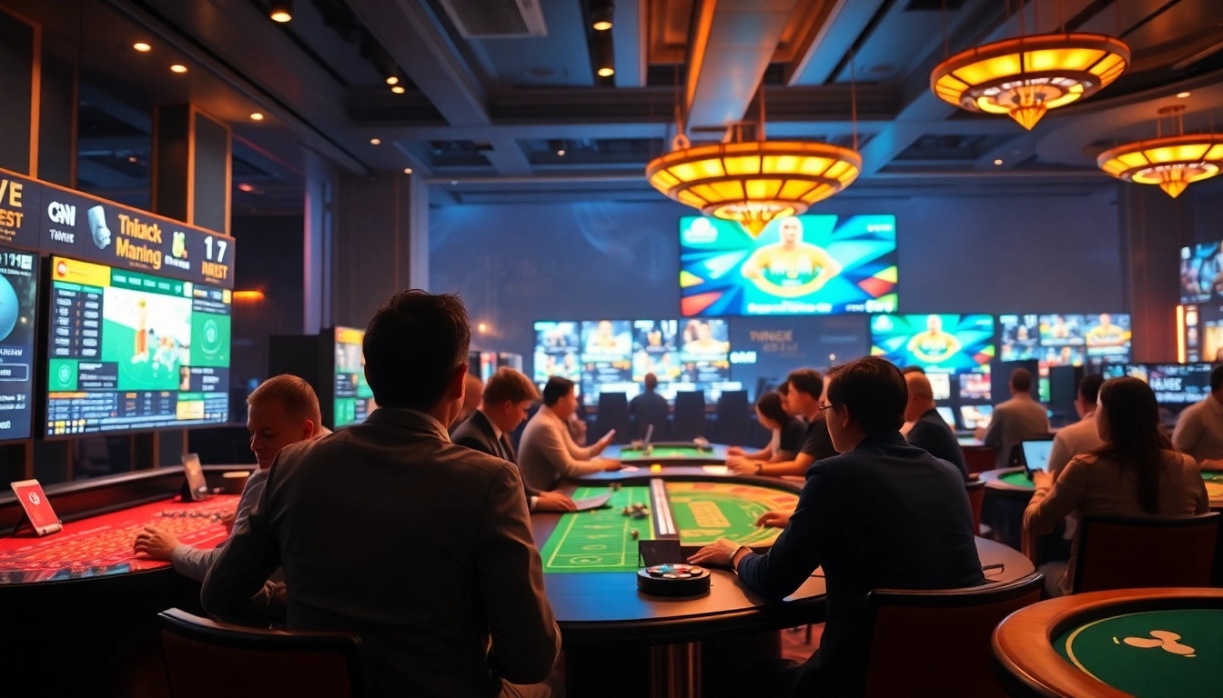 Exciting gaming scene at mm88 nhà cái with diverse players and vibrant online interfaces.