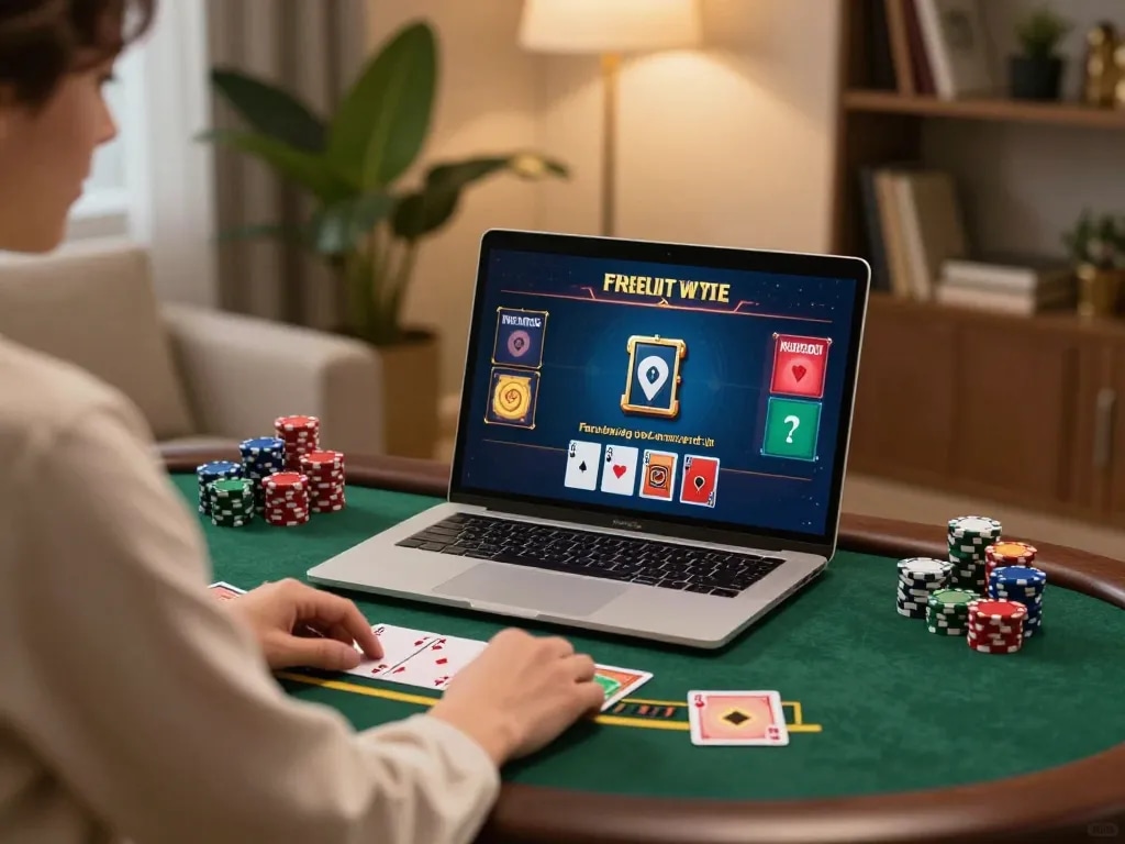 Casino MM99 player engrossed in live blackjack action on laptop, showcasing interactive gameplay.