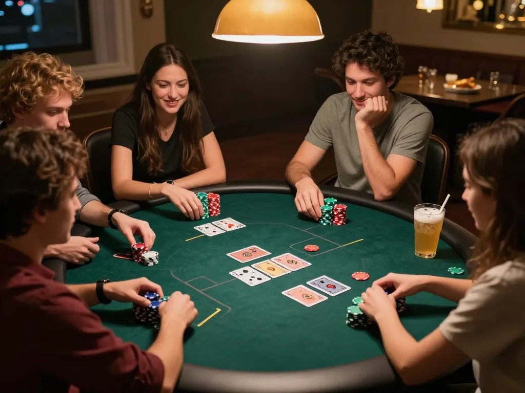 Friends playing poker at home during an exciting night with SC88 strategies and camaraderie.