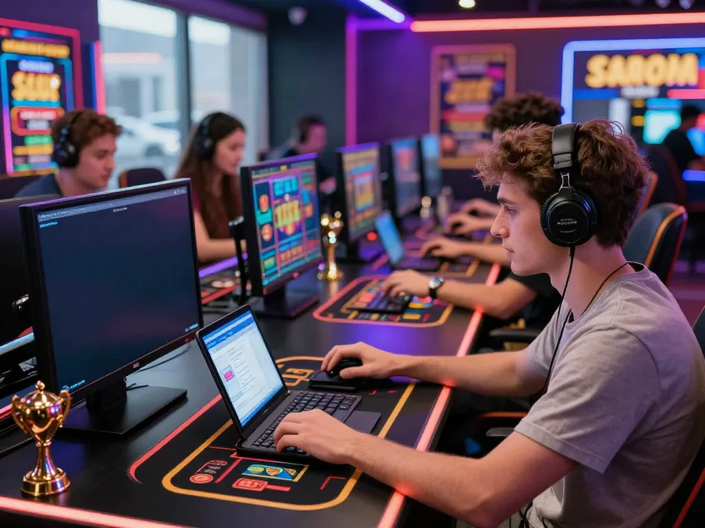 Players enjoying online games on A80 casino platform with vibrant screens and atmosphere.