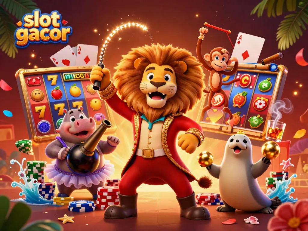 Experience the thrill of slot gacor with vibrant symbols, dynamic characters and rich casino elements in 3D.