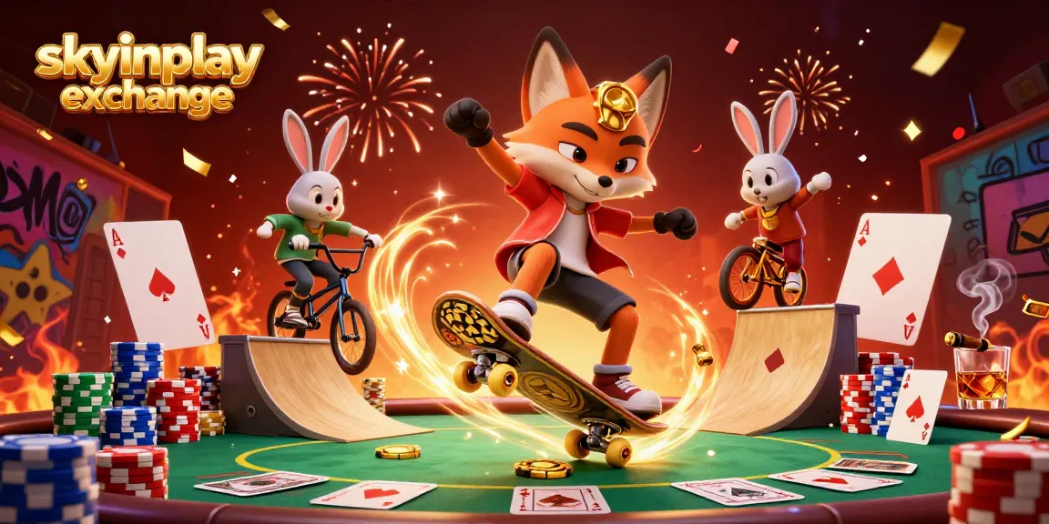 Experience thrilling gameplay with skyinplay exchange, showcasing a fox and rabbit in a vibrant casino setting.