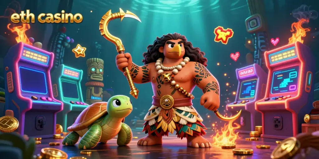 Experience thrilling gameplay at eth casino with a vibrant 3D scene featuring unique characters.