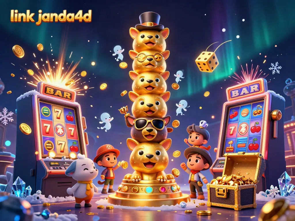 Link janda4d merayakan jackpot berlimpah dengan mesin slot 3D dan karakter unik dalam ilustrasi yang menakjubkan.
