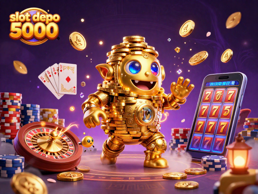 Spin the reels with luck in this vibrant slot depo 5000 illustration packed with game energy.