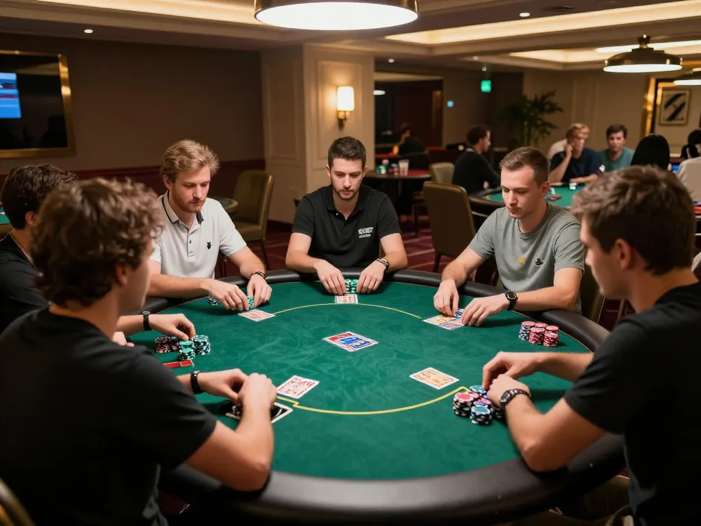 Engaging poker night scene with players focused on strategy and action at ทางเข้า m114.