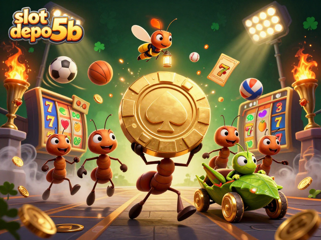 Experience the thrilling slot depo 5rb heist scene with ants, sports and gaming elements!