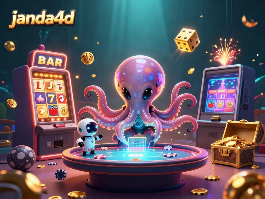 Janda4d menyajikan pengalaman bermain dengan octopus alien dan robot di meja poker holografik.