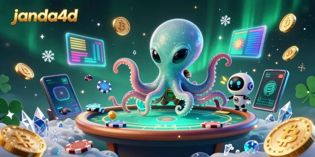 Janda4D menawarkan pengalaman bermain yang menarik dengan ilustrasi alien dan robot, simbol perjudian, dan efek visual fantastis