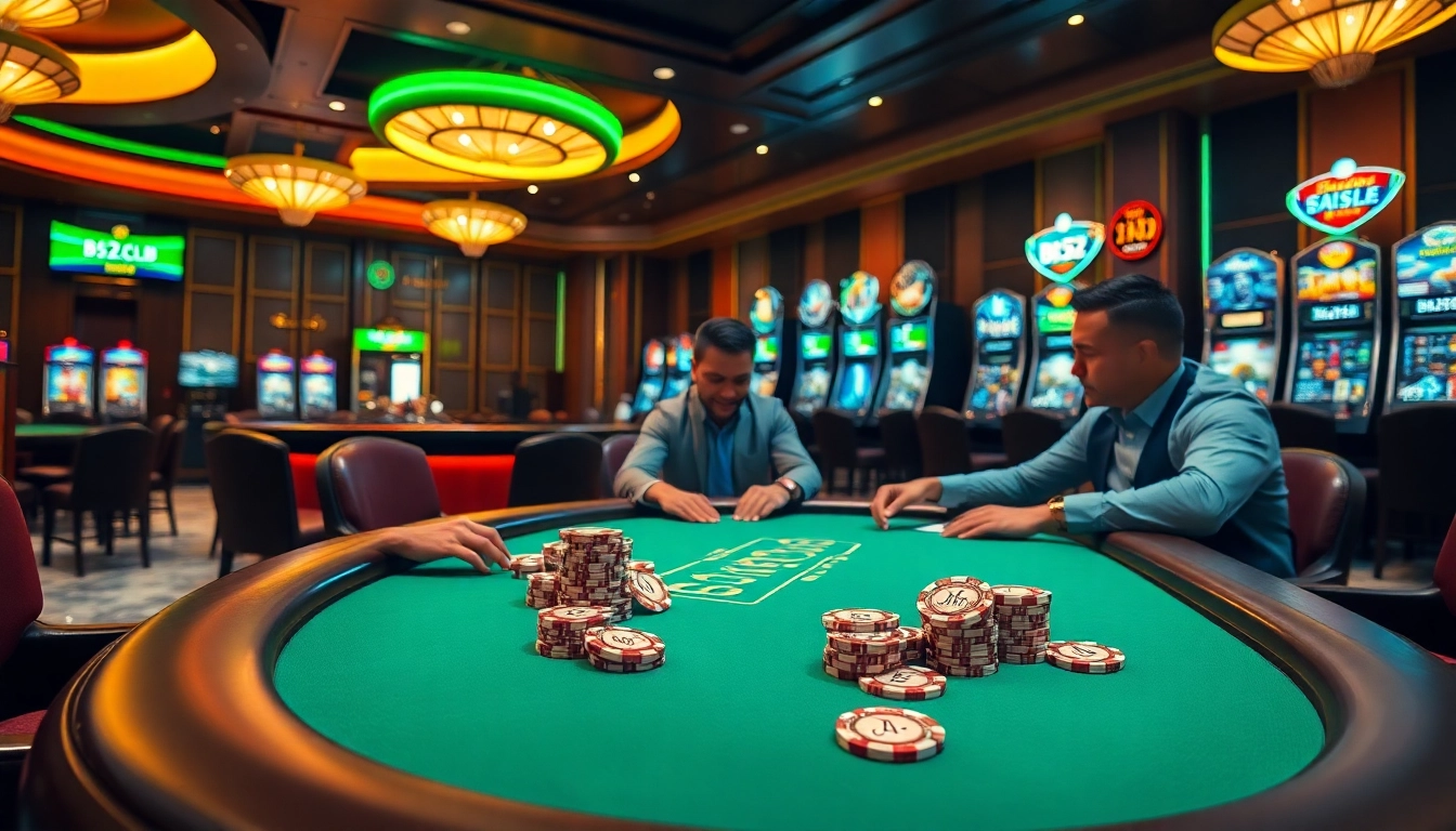 Players enjoying a refined poker game at B52.club's luxurious casino.