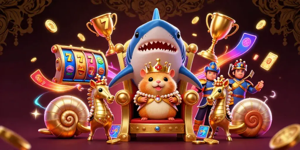 Experience slot gacor excitement with a golden hamster king and dynamic slot elements.
