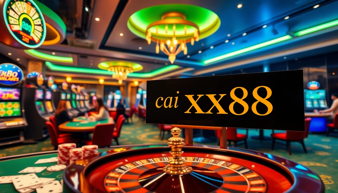 Engaging scene showcasing excitement at nhà cái xx88 with vibrant gaming tables and players enjoying their luck.