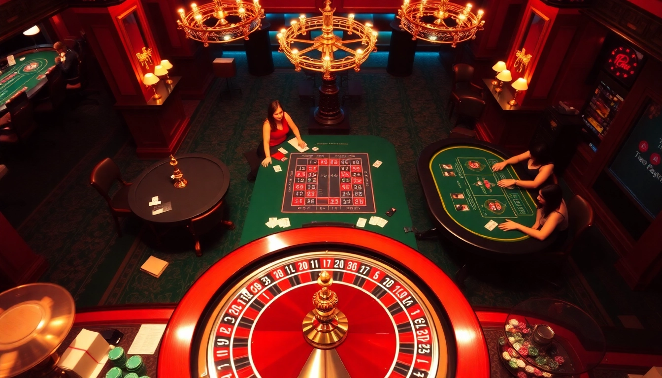 Excited players enjoying game go8 at a vibrant casino table surrounded by luxurious decor.