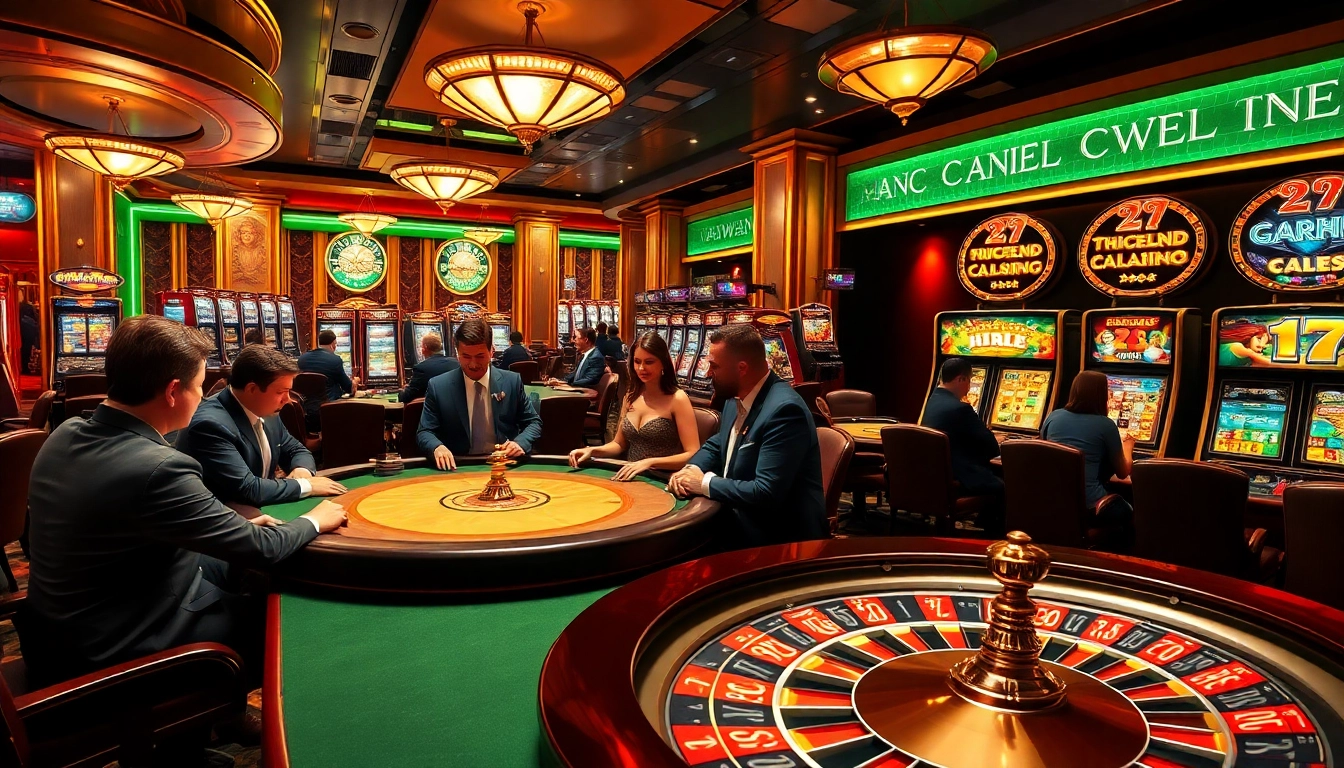 A thrilling casino scene featuring Hi88com's exciting poker games and vibrant slot machines.