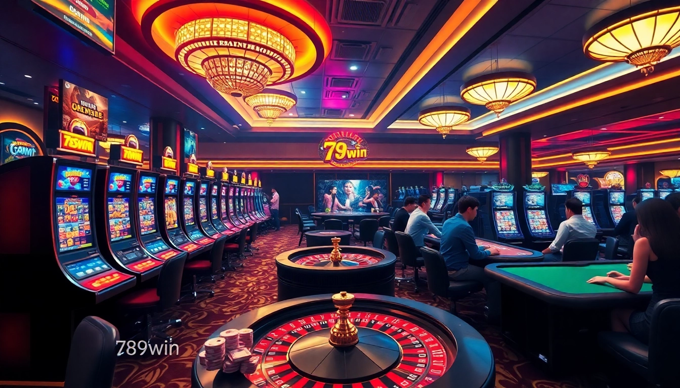 Players enjoying vibrant casino games like slots and poker at 789win com, highlighting excitement.