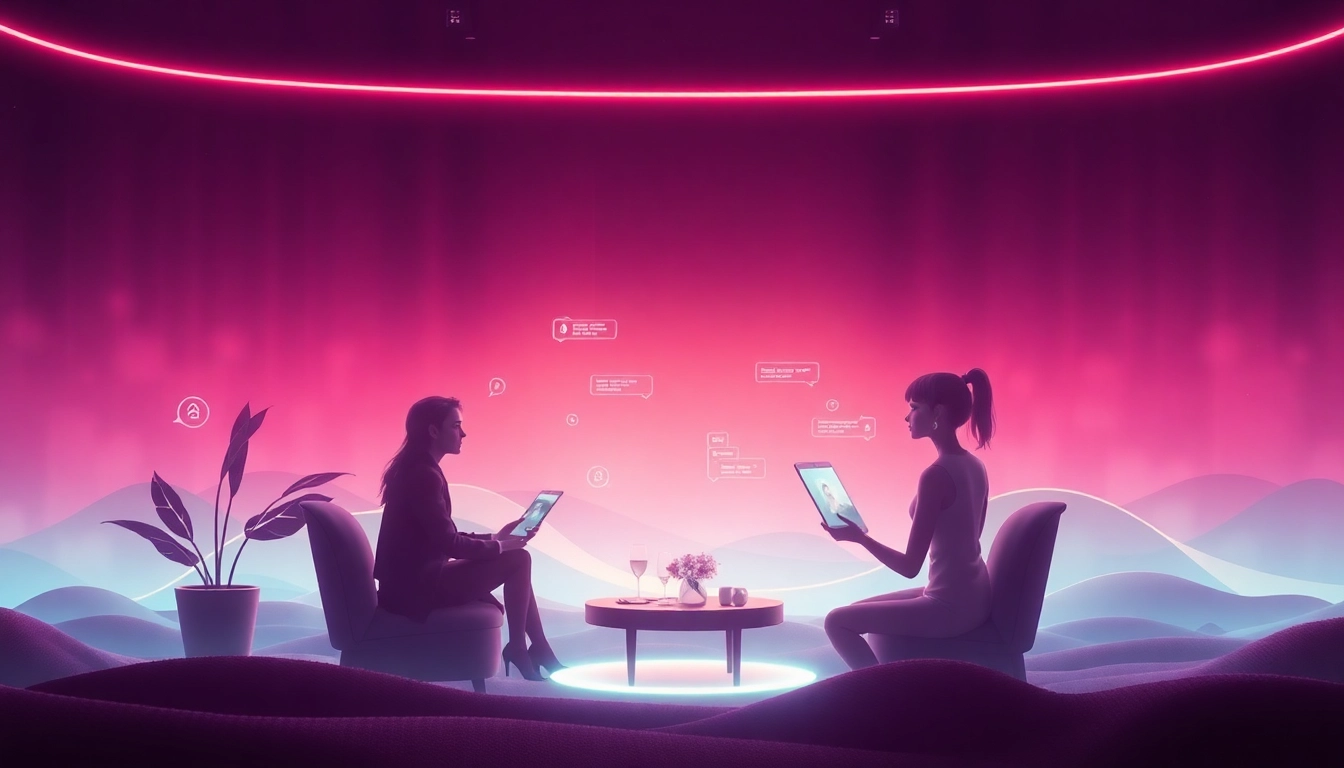 Engaging scene of digital avatars in intimate conversations showcasing sex ai chat interactions.