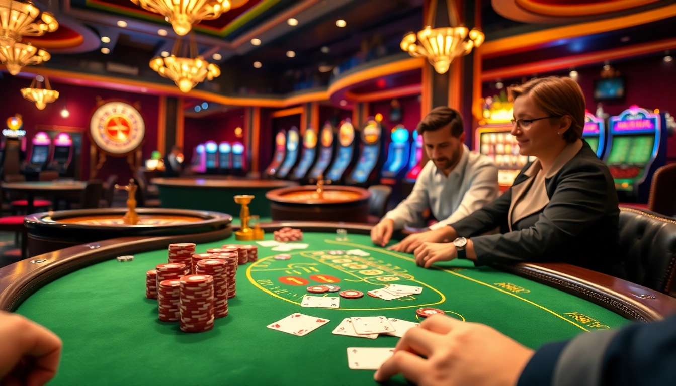 Exciting casino scene at https://cpc188.org with players at poker table and vibrant gaming elements.
