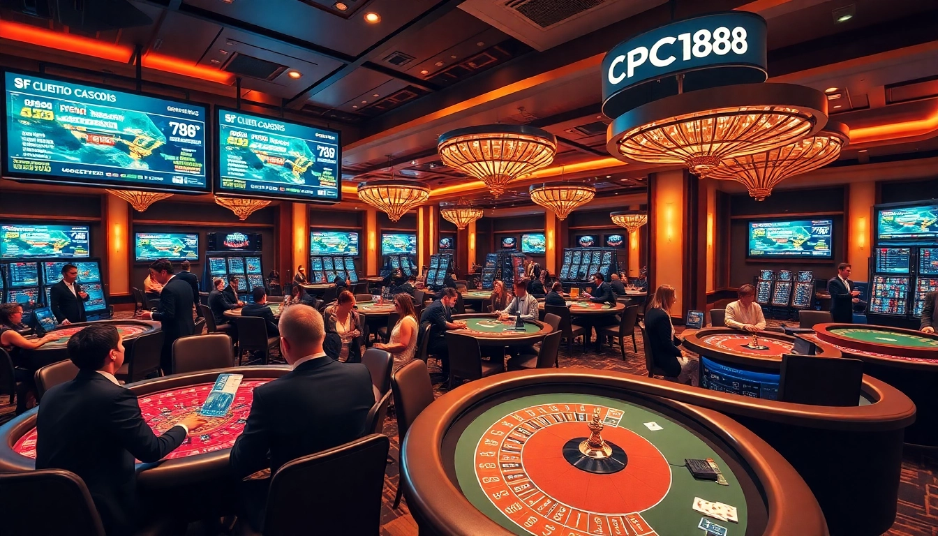 CPC188 players engaging at a lavish casino table, surrounded by chips and cards.