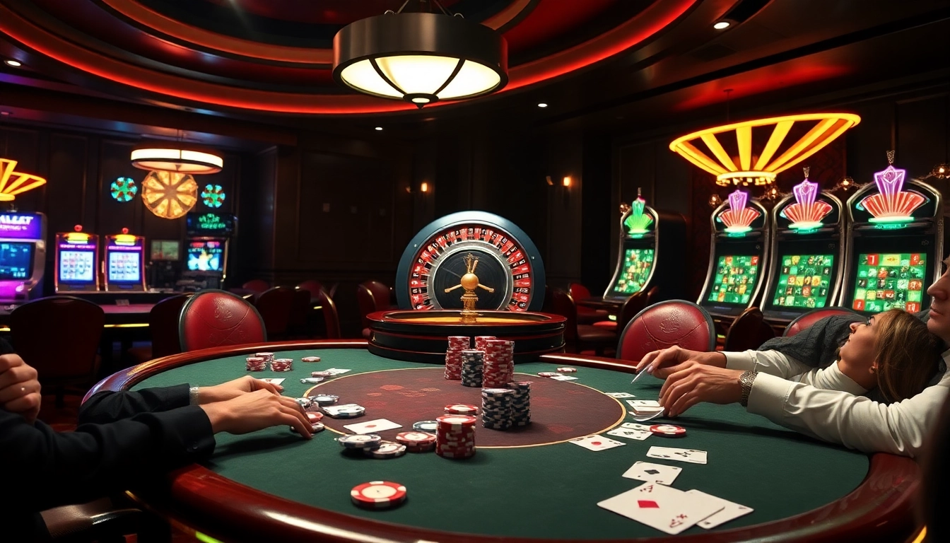 Intense poker action at a casino with vibrant chips and 789f link integration for online gamers.