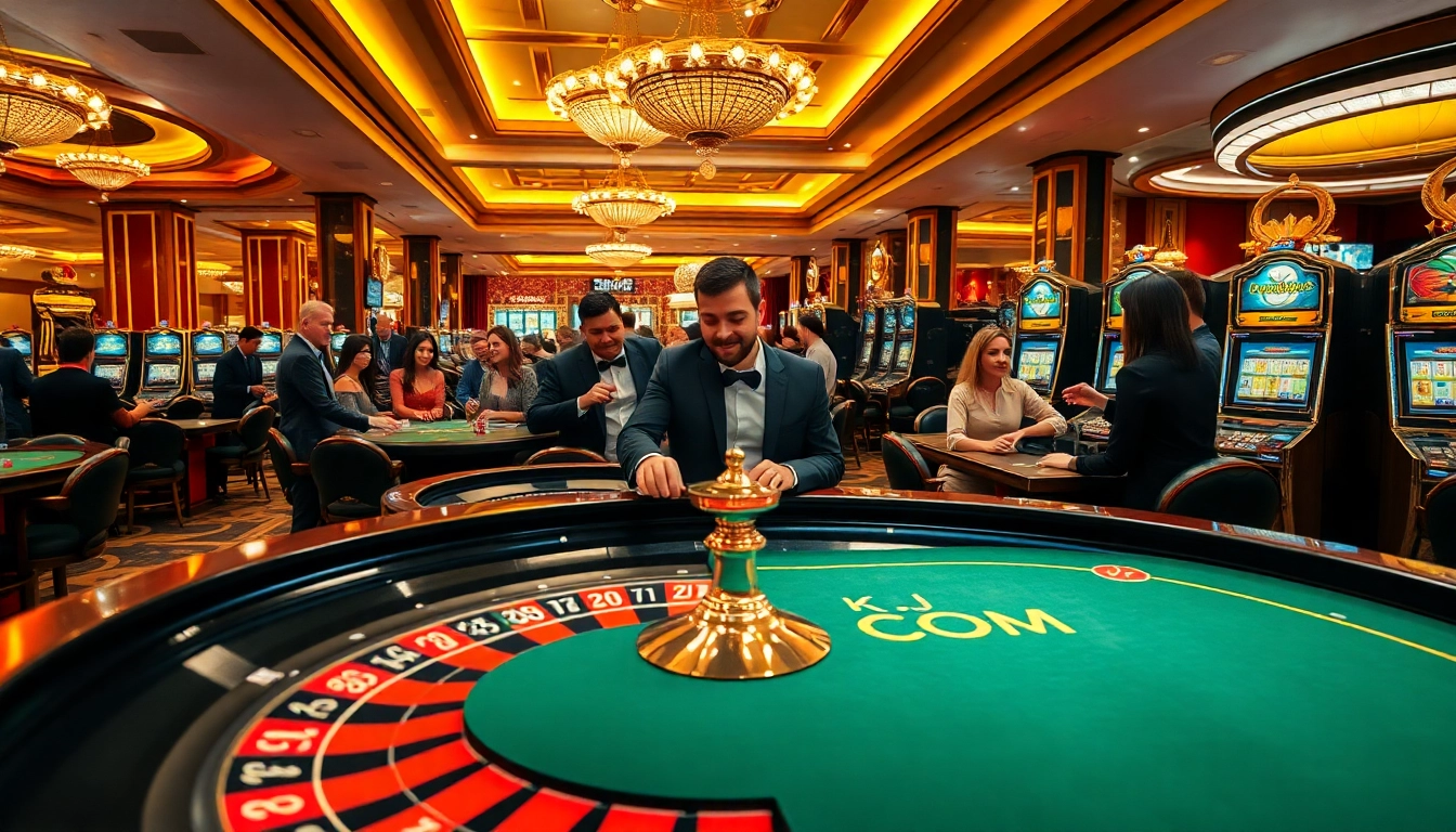 KJC.COM invites players to engage in thrilling table games and slot experiences at a luxurious casino.