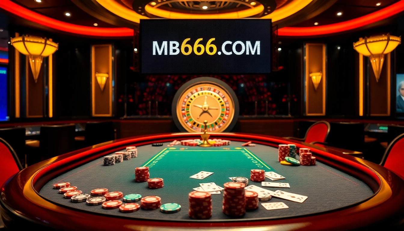 Experience the thrill of gaming at MB66.COM with a vibrant casino scene filled with excitement.