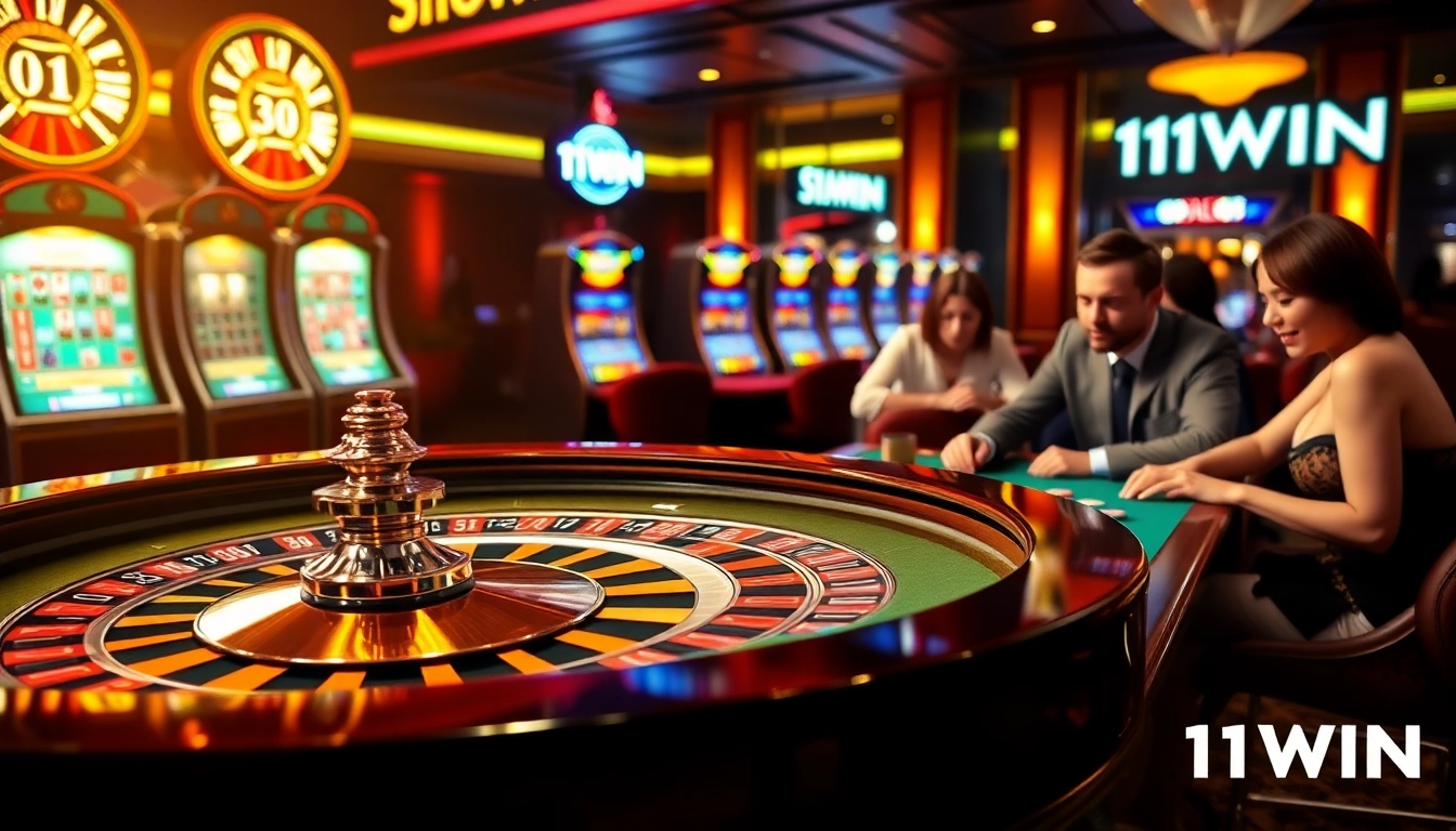 Experience excitement at the roulette table with 11WIN's vibrant casino atmosphere.