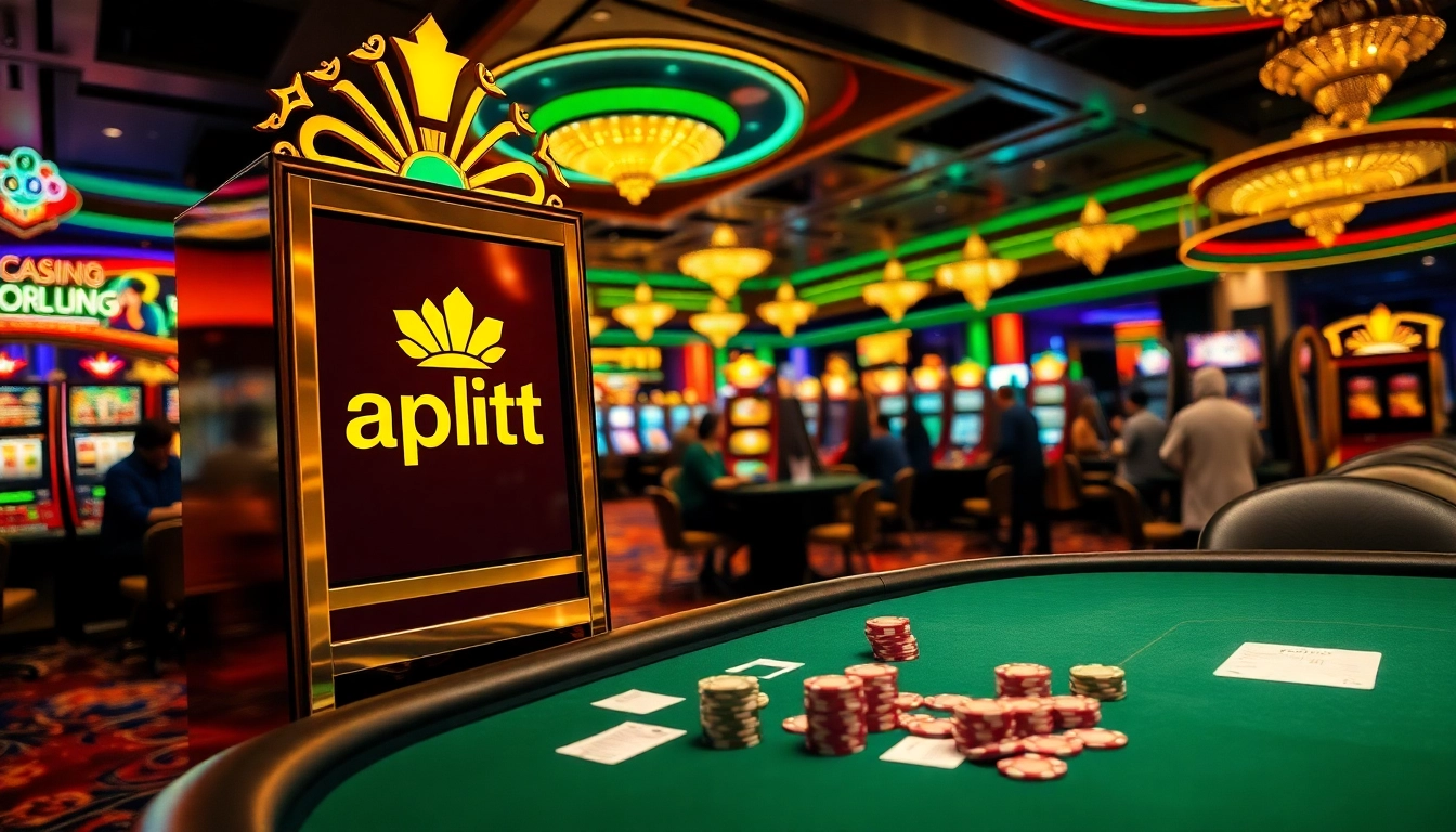 Experience the excitement of slot apiraja88 at a luxurious casino with vibrant slot machines and chips.