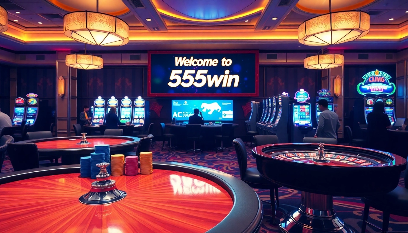 Experience the excitement of 555win with a luxurious casino setting filled with vibrant games.