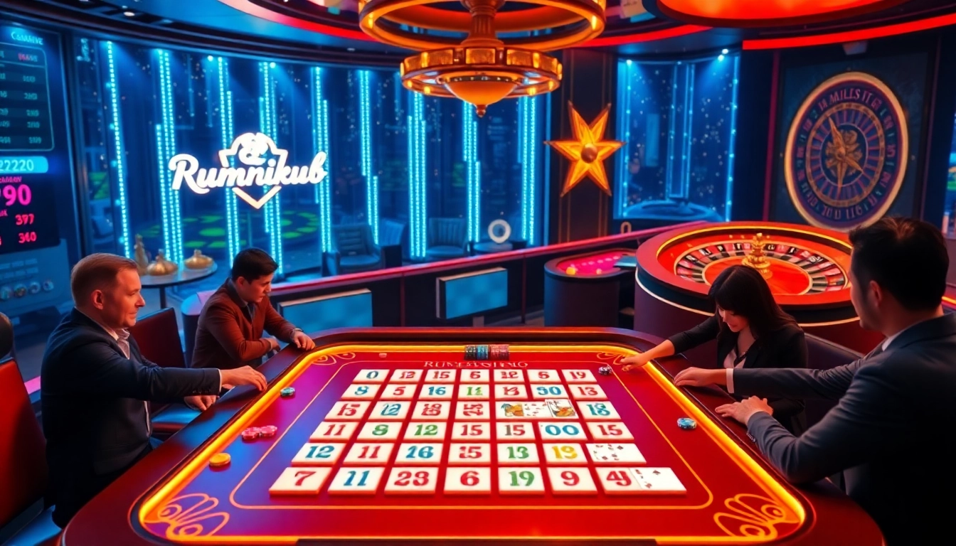 התרגשו מרמיקוב אונליין כששחקנים מתמודדים עם אריחים צבעוניים על שולחן קזינו וירטואלי אלגנטי.