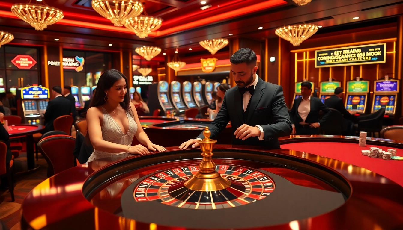 Exciting gambling at the luxurious casino featuring https://nh88vn.com/ with roulette and poker tables.