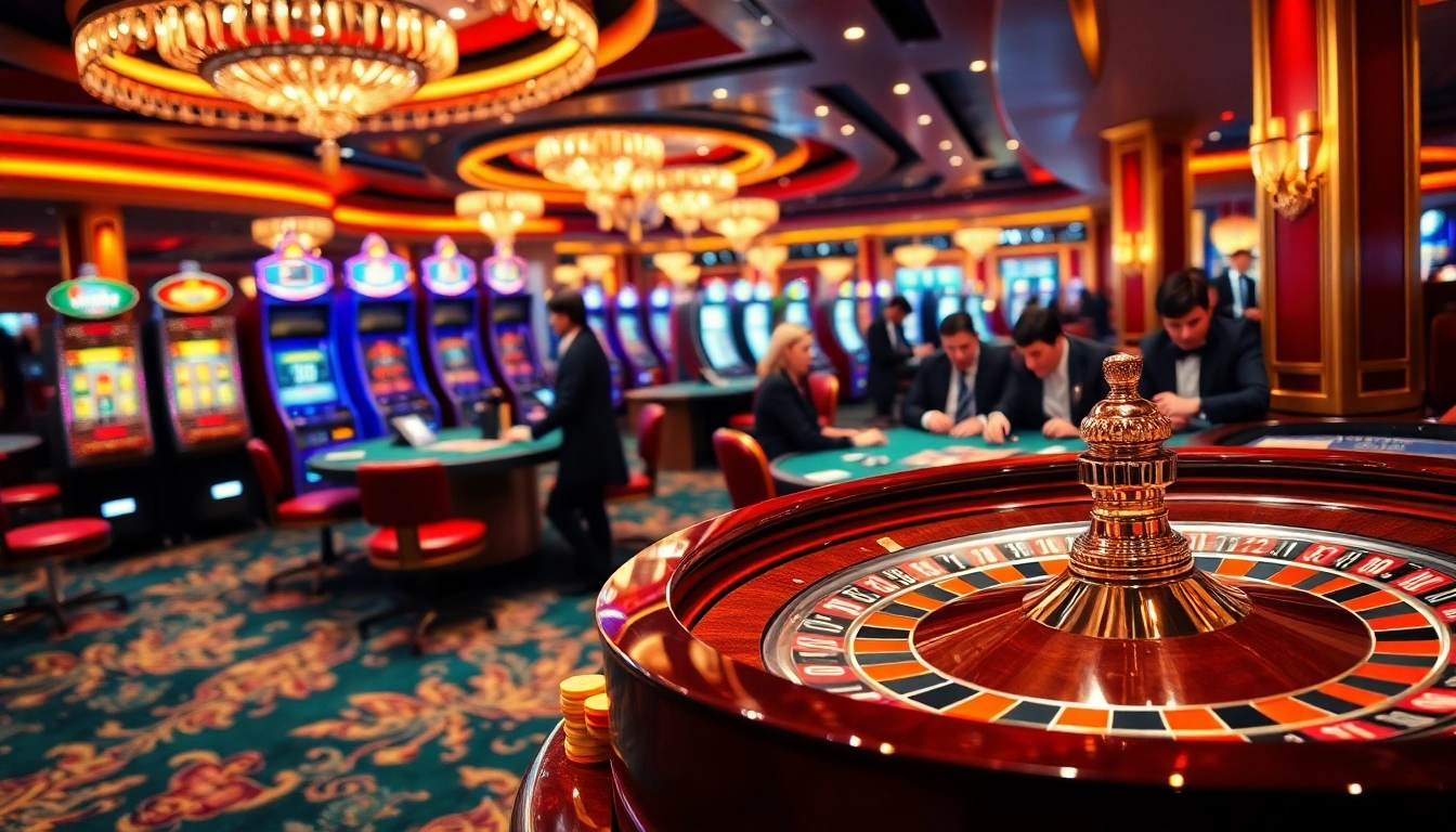 Players enjoy a thrilling moment at Man 88's roulette table in a luxurious casino.