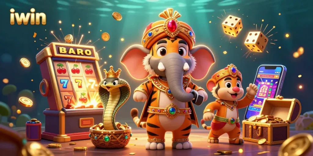 Experience the thrill of iwin with a vibrant casino explosion of colorful elements and charismatic characters.