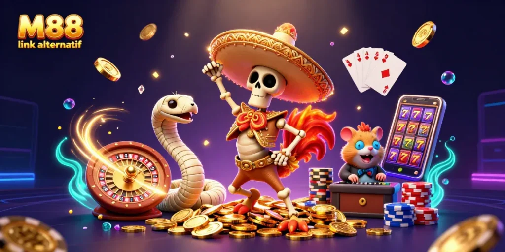 Engage with M88 link alternatif and win big with thrilling cartoony casino characters and games!