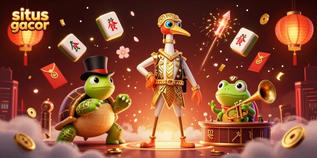 Experience the excitement of situs gacor with captivating casino characters and festive elements.