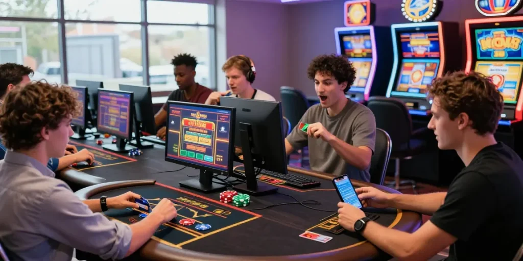 Players at https://mhfe.org.uk engaging in vibrant online casino games with credit card options.